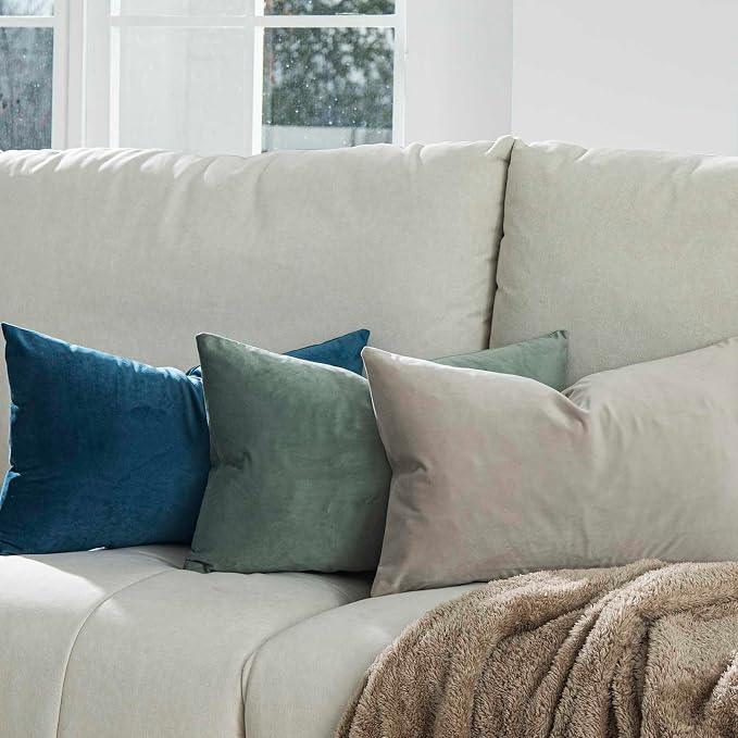 Light Navy Decorative Lumbar Velvet Throw Pillow Covers 12x20 inch Set of 2 with Zipper Luxury Soft Solid Rectangle Cushion Covers Case for Sofa Couch Bed Living Room
