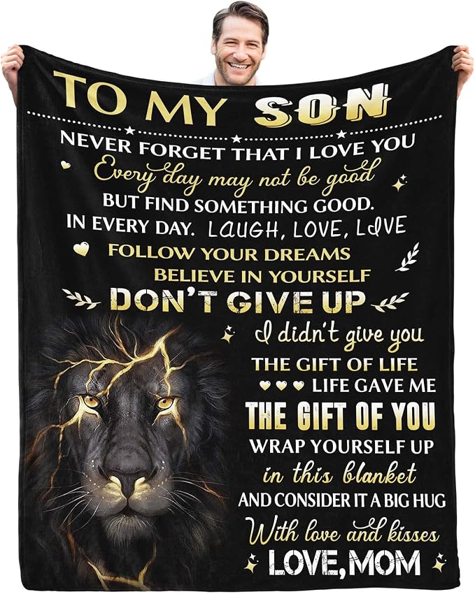 Gifts for Son, Son Gifts from Mom, Son Birthday Fathers Day Graduation, Soft Throw Blanket 60"x50"