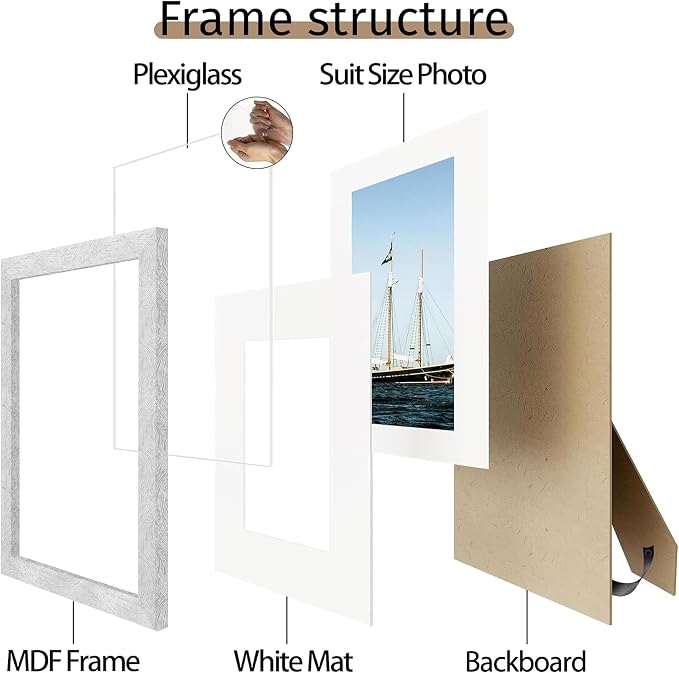 Picrit 8x8 Picture Frame Set of 12, Modern Gallery Wall Frames, Silver