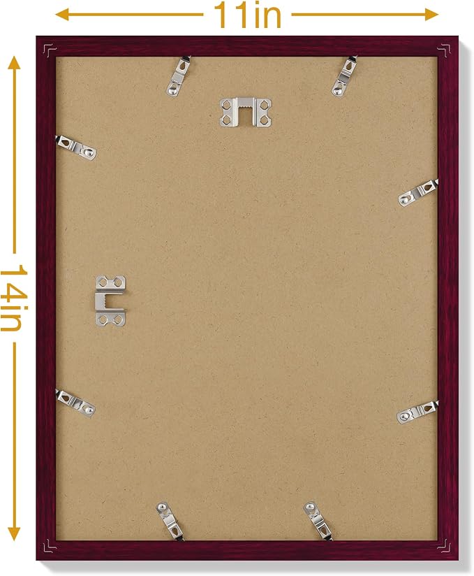 Vittanly 11x14 Picture Frames Set of 9 for Wall Mounting, Cherry Red | Display Pictures 8x10 with Mat or 11x14 without Mat, Engineered Wood with Shatter Resistant Plexiglass, Gallery Photo Frames