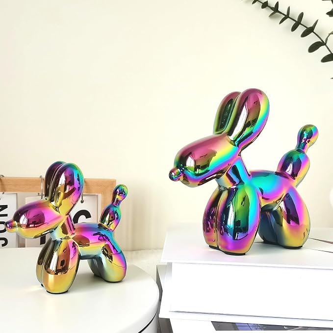 Ceramic Colorful Balloon Dog Decor,Balloon Animal Statue(Small)