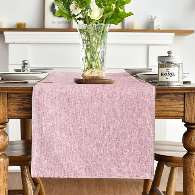 Artoid Mode Pink Table Runner, Seasonal Summer Washable Kitchen Dining Table Decoration for Home Party Decor 13x72 Inch