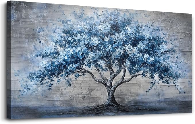 KELIYUAN Large Wall Decor Canvas Painting Wall Art For Living Room Dining Room Hallway Abstract Blue Tree Office Bedroom Decoration Artwork Picture Print For Home Decoration Aesthetics 24x48 In