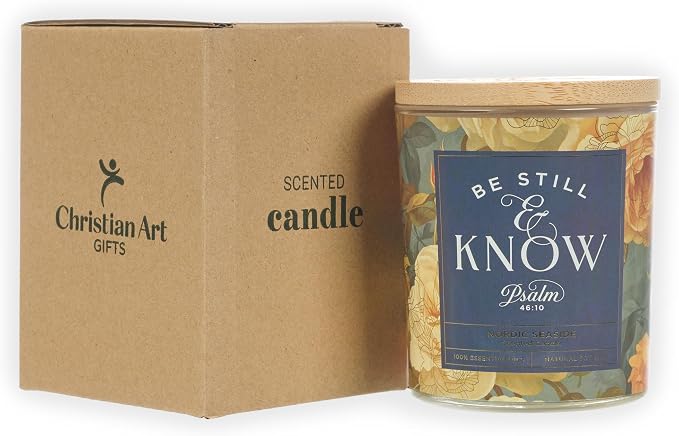 Christian Art Gifts Soy Wax Scented Candle: Be Still & Know Bible Verse