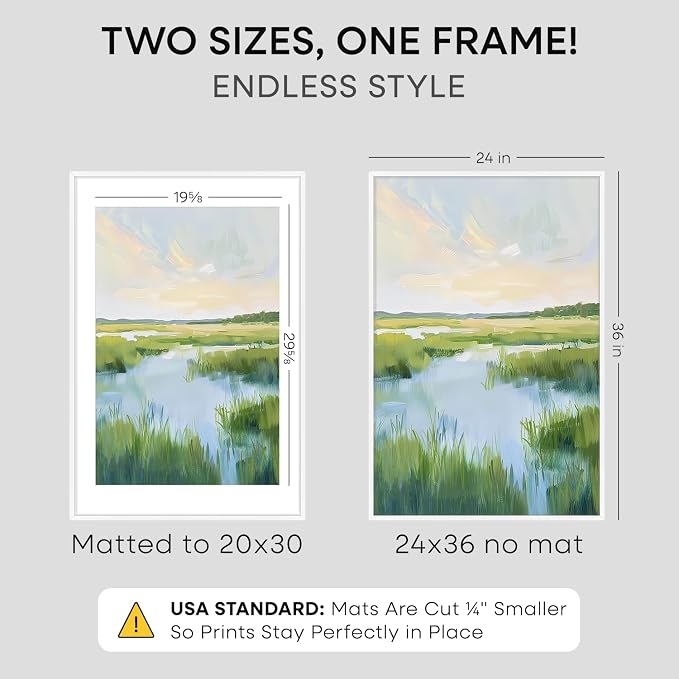 Homeforia 24x36 White Poster Frame, High-End Metal, 20x30 Mat, Glass