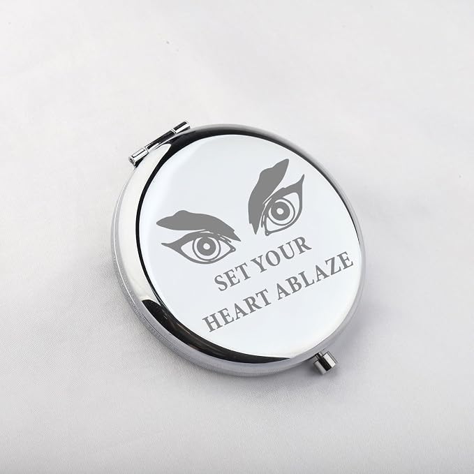 WUSUANED Anime Manga Mirror Inspirational Gift Set Your Heart Ablaze Anime Inspired Gifts Rengoku Slayer Makeup Mirror (Set Your Heart Ablaze Mirror Steel)