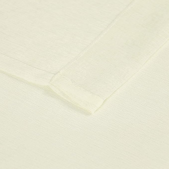 DWCN Ivory Sheer Curtains Linen Look Semi Transparent Voile Grommet Curtains for Living Dining Room Drapes 52 x 108 Inch Long, Set of 2 Panels
