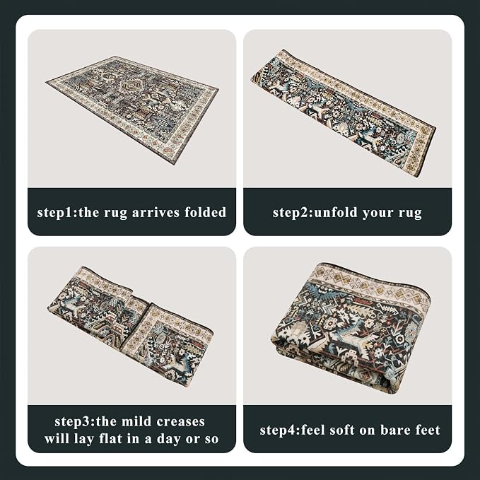 Washable Kitchen Runner Rug 2'6''x12' - Non-Slip Hallway Entryway Rugs with Rubber Backing Soft Thin Carpet for Bathroom Vintage Stain Resistant Indoor Home Decor Mat for Bedroom (Black, 2'6'' x 12')