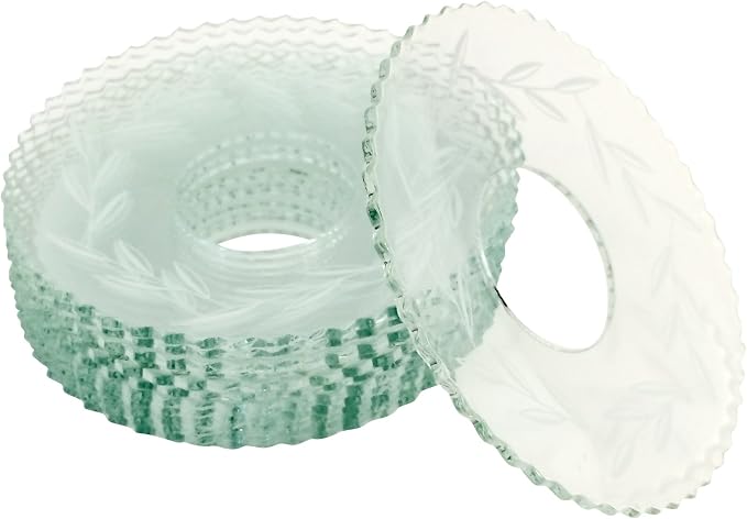 Biedermann & Sons Bobeches - Made in Germany Clear Glass Candlestick Bobeche for 7/8-Inch Candles, 2.75-Inch, Etched Leaves, 12-Count