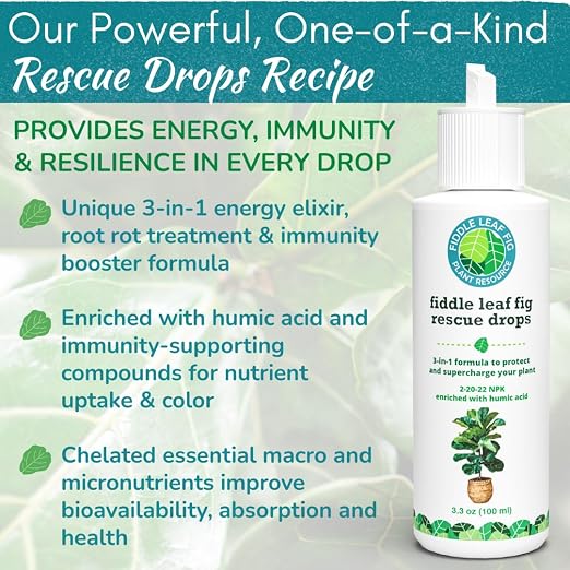 Fiddle Leaf Fig Rescue Drops for Brown Spots, Root Rot & Stress, 3.3 oz