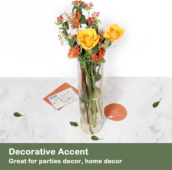 Tall Vases for Centerpieces, Clear Acrylic Cylinder Vase, 4" W x 16" H Round Vase, Decorative Centerpieces Flower Vases for Wedding, Home
