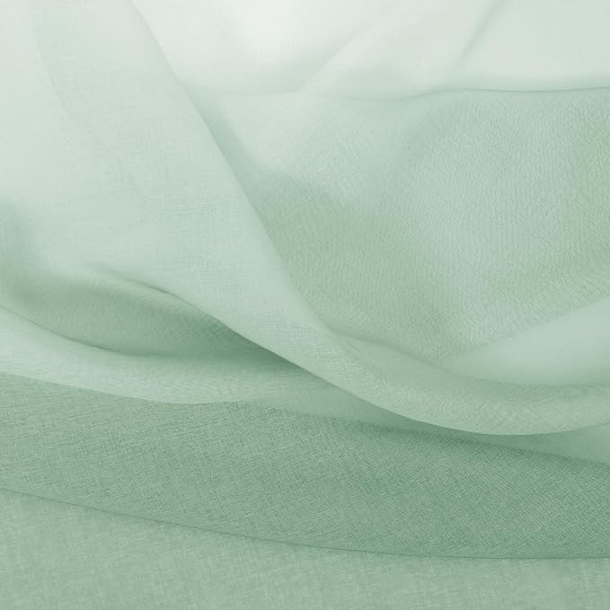 DWCN Ombre Faux Linen Sheer Curtains - Extra Long Gradient Semi Voile Grommet Top Bedroom and Living Room Curtains, 52 x 102 Inches Long, Set of 2 Window Curtain Panels, Sage Green