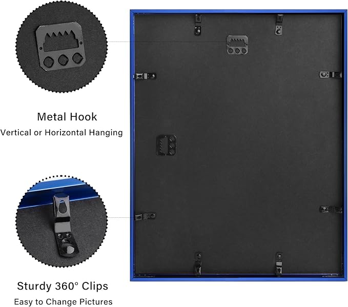 Frametory 11x14 Blue Aluminum Metal Picture Frame Mat for 8x10 Glass