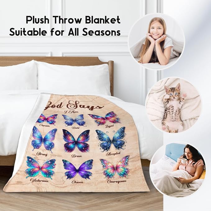Butterfly Blanket Gifts - Soft Fleece Fuzzy Throw for Women & Girls, Kids - Inspirational Gifts, 40"x50"