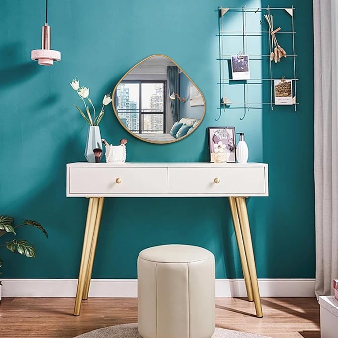 AOAOPQ Irregular Wall Small Gold Framed Mirror for Bathroom Accent Wall Modern Rectangle Mirror for Vanity
