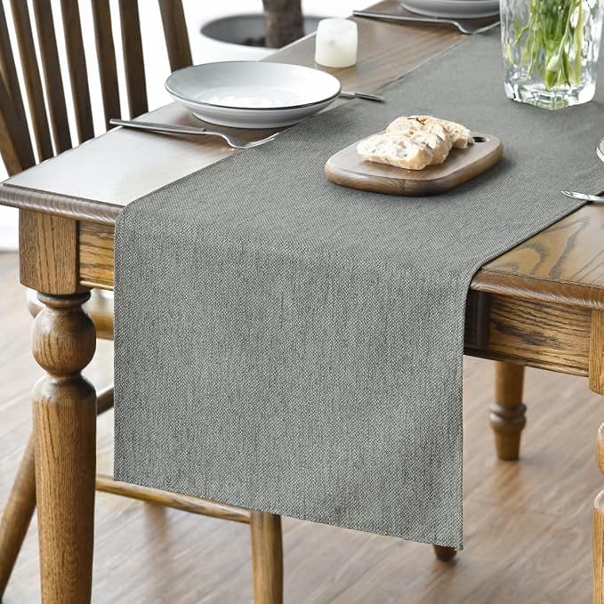 Artoid Mode Light Grey Table Runner, Seasonal Washable Kitchen Dining Table Decoration for Home Party Decor 13x60 Inch