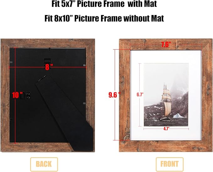 kennethan Rotten Brown 8x10 inch Picture Frame 2 Pcs Wooden frame for table and wall,for home decoration,holiday gift