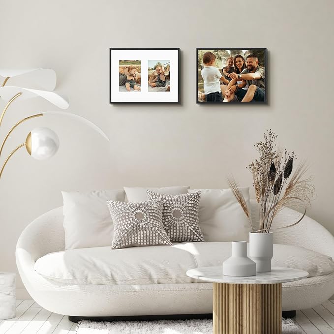 Golden State Art 11x14 Collage Frame w/Mat for 2 5x7 Photos Black 2 Pack