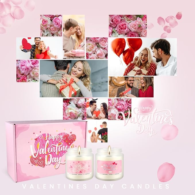 Valentine's Day Pink Scented Candles-12Pcs 3.5oz Each-Natural Plant Essential Oils & Cotton Wick, Aromatherapy Candle for Relaxing Stress Relief, Home Decor & Romantic Gifts for Her.