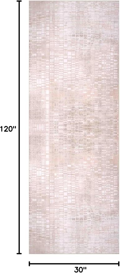 Machine Washable Area Rug, Soft & Durable, Non-Slip, Stain Resistant Rug for Bedroom, Living Room, Dining Room, High Traffic Areas. (Beige, 2.5' X 10')