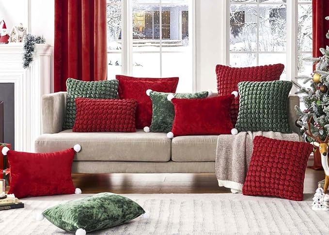 Standard Pillowcases 20X26 Set of 2 Pillow Cover with Envelope Closure Rectangular Quilted Pillow Cases Soft Decorative Texture Pillow Sham for Bed, Red