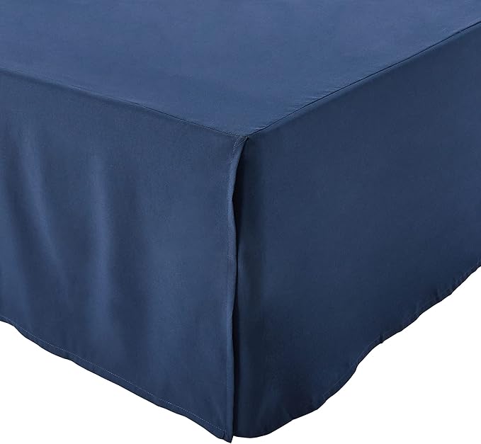 Amazon Basics Lightweight Pleated Bed Skirt, Wrinkle and Fade Resistant, Machine Washable, King, Navy Blue, 16-inch Drop