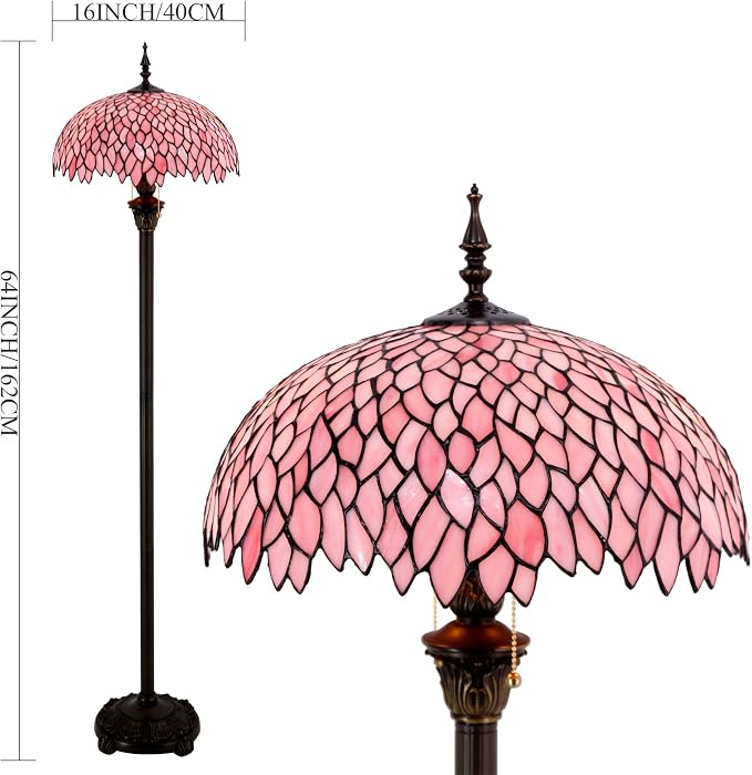 WERFACTORY Tiffany Floor Lamp 64 Inch Stained Glass Standing Reading Light