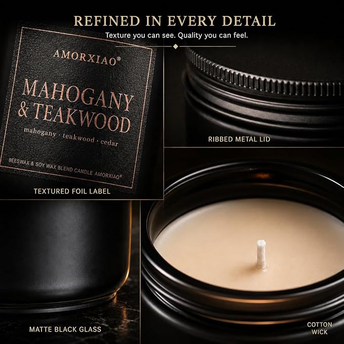 Scented Candles for Men, 4 Pack Dark Woods Manly Gift Set, 9 oz Each