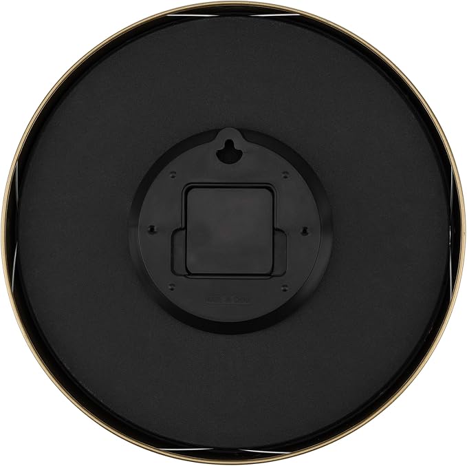 Foxtop 12" Modern Wall Clock Silent Battery Operated Metal Gold Clock | Dark Blue Dial, Non-Ticking, Round, Analog Clock, Quartz, Easy to Read, Living Room, Bedroom, Kitchen, Office