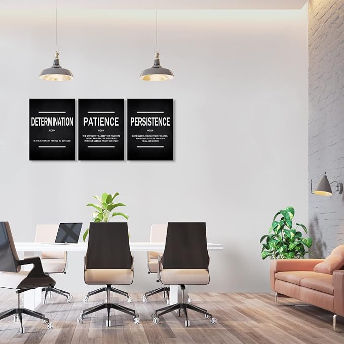 KAWAHONE Inspiration Quotes Wall Art, Motivational Determination Patience Persistence Poster Positive Affirmations Wall Picture for Home Office Bedroom Dorm Gift for Business Leadership Entrepreneur