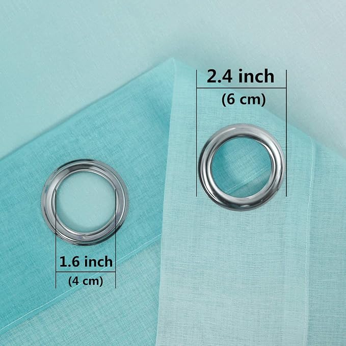DWCN Teal Faux Linen Ombre Sheer Curtains - Gradient Semi Voile Curtains for Bedroom and Living Room, Set of 2 Grommet Top Window Curtain Panels, 52 x 108 Inches Long