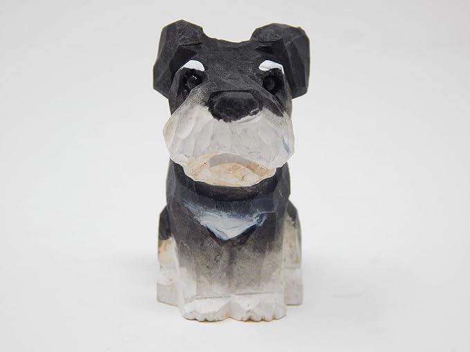 Selsela Schnauzer Terrier Dog Puppy Figurine Miniature Wooden Carving Statue Home Decor Small Animals Pet Canine Hound