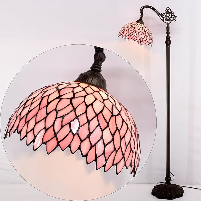 WERFACTORY Tiffany Floor Lamp Stained Glass Wisteria Arch Reading Light