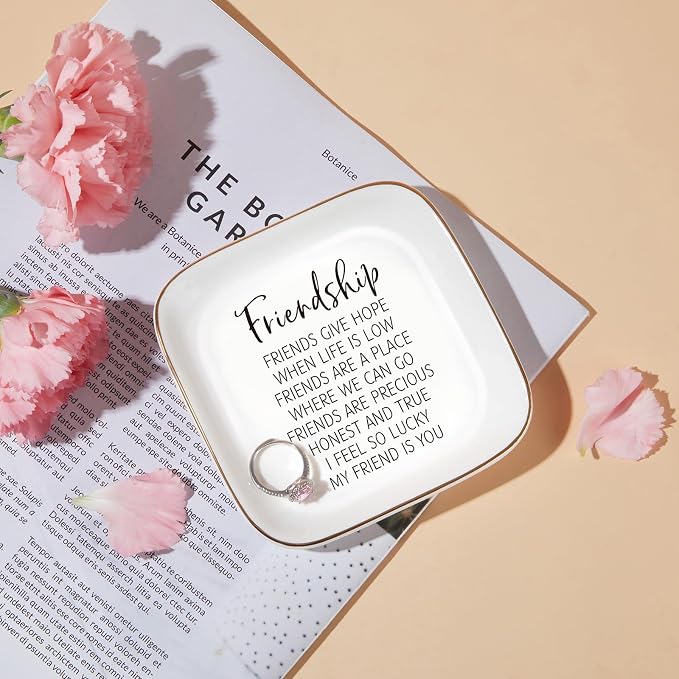 PUDDING CABIN Friendship Gift for Women Friend Jewelry Dish Birthday Graduation Christmas