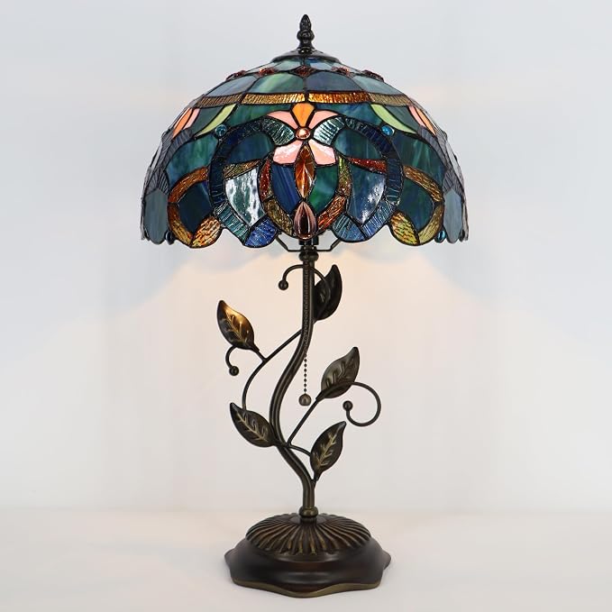 Tiffany Table Lamp Stained Glass Bedside Reading Light W12H19 inch