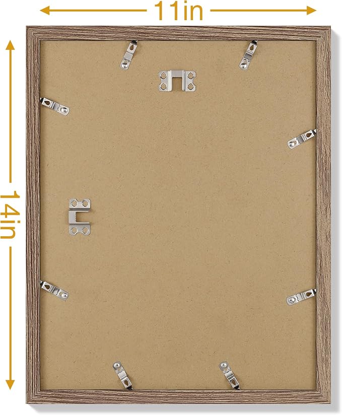 Vittanly 11x14 Picture Frames Set of 9 for Wall Mounting, Dark Oak | Display Pictures 8x10 with Mat or 11x14 without Mat, Engineered Wood with Shatter Resistant Plexiglass, Gallery Photo Frames