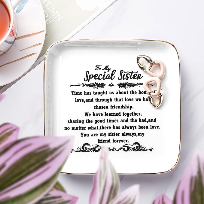 PUDDING CABIN Sister Birthday Gifts Jewelry Dish Gift for Sister Mother's Day Christmas