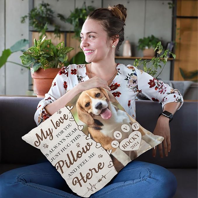 Alienc Personalized Pet Memorial Gifts for Dogs Cats, Custom Pet Memorial Throw Pillow Cover (Optional Pillow Insert), Loss of Dog Sympathy Gift