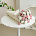 Crochet Flower Bouquet Throw Blanket, Handmade Knitted Blanket with Rose Flowers, Cute Romantic Gift for Her Girlfriend Mom Mother’s Day Valentine Wedding Anniversary Birthday (Without Packaging Bag)
