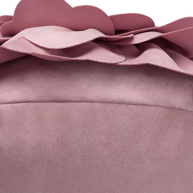 JWH 3D Flower Throw Pillow Cover Decorative Floral Round Cushion Handmade Pillowcase with Insert for Home Bed Couch 14 Inch Lavender Pink Suede