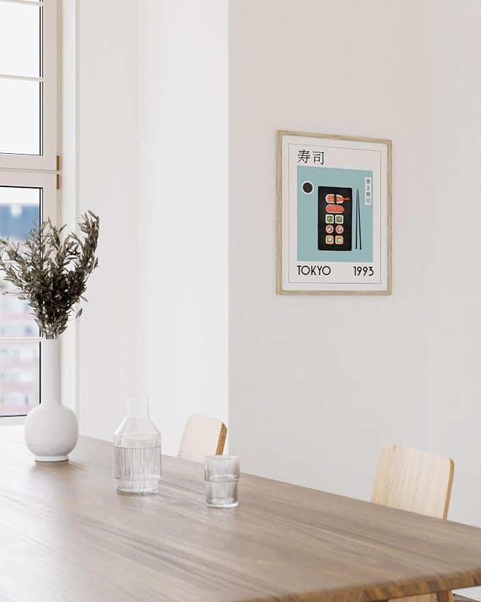 HAUS AND HUES Modern Kitchen Food Print - Japanese Sushi Poster, Asian Decor Wall Art, Sushi Decoration (Unframed 16x20)