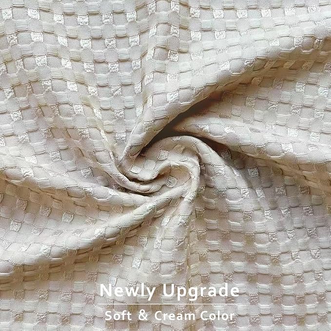 MIYE Pleated Waffle Weave Bed Skirt, Tailored Dust Ruffle 16 Inch Drop Easy Fit, Machine Washable,No Split Corners (Beige, TwinXL - 16" Drop)