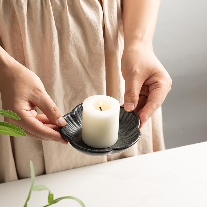 BEUNAIZER Ceramic Pillar Candle Holder Plate, Decorative Candlestick Holder