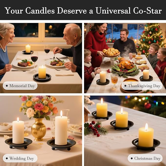 Candle Holder, Round Tray for up to 2.8 Inch Pillar & Ball Candles
