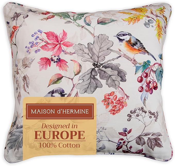 Maison d' Hermine Throw Pillow Covers 100% Cotton (18" x 18" - Pack of 1)