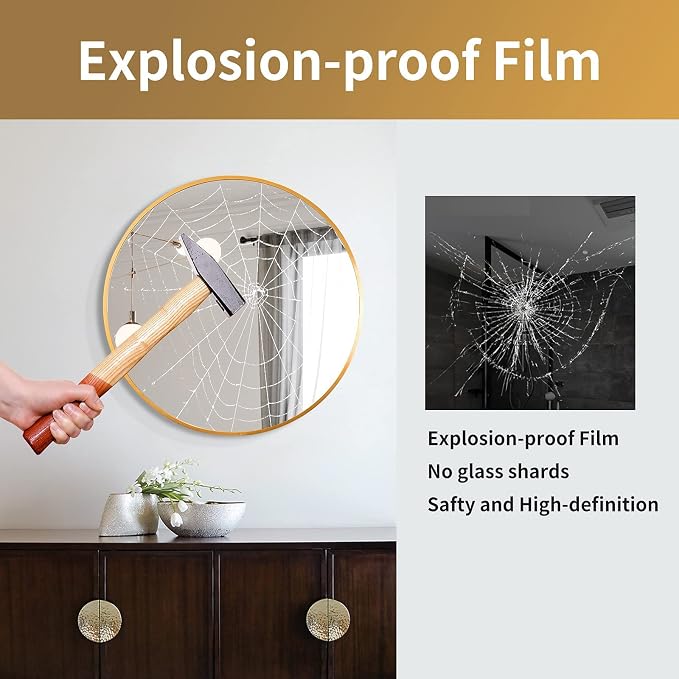 HARRITPURE Round Mirror 19.6" Gold Wall Mounted Circle Mirror with Aluminum Alloy Frame Modern Design for Bathroom, Living Room, Vanity, Bedroom, Entryway