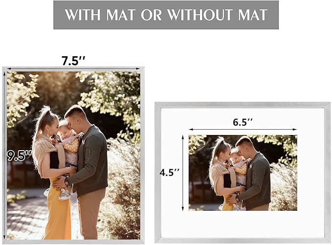 Golden State Art 8x10 Silver Aluminum Picture Frame Real Glass