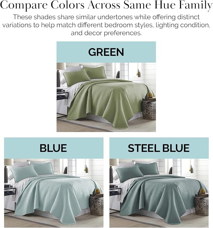 Southshore Fine Living, Inc. Twin XL Quilt Set, Dorm Room Bedding Essentials, Stain Resistant Bedding, Machine Washable Bed Spread, Twin XL Green Quilt Bedspread Set w/Pillow Sham, Sage Green