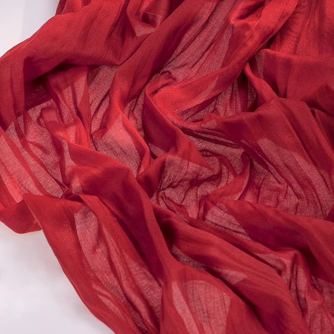 Cheesecloth Table Runner Fall Boho Wedding Birthday Party Home Decor | Red 3pcs Rustic Gauze 10FT Cheese Cloth Sheer Farmhouse Dining Runner for Baby Shower Bridal Holiday Decorations