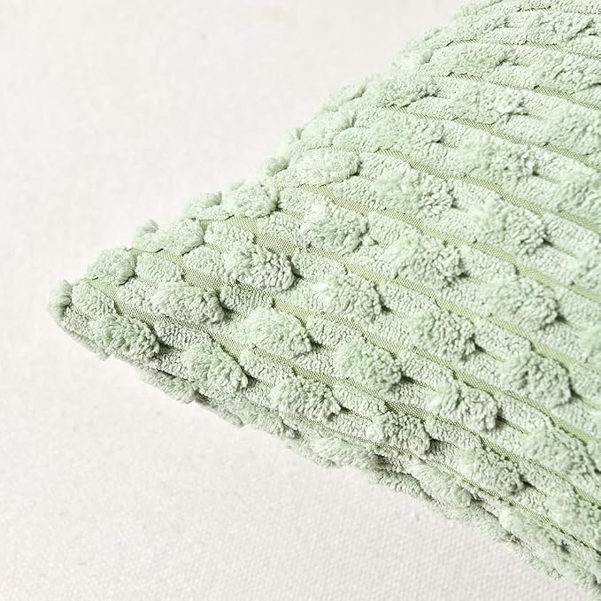 Fancy Homi 2 Packs Sage Green Decorative Throw Pillow Covers 12x20 Inch for Couch Bed Sofa, Modern Farmhouse Boho Home Decor, Soft Cute Plush Corduroy Cushion Case 30x50 CM